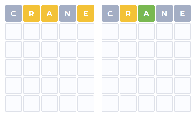 Entering the first word in Sectordle game